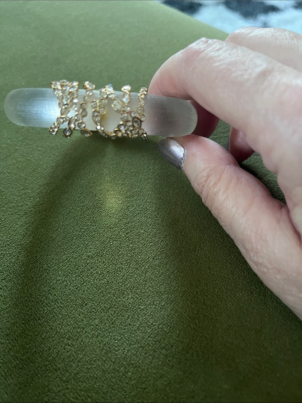 Alexis Bittar Frosted Lucite Bangle with Gold Crystal Accent